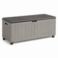 Coffre de rangement extérieur Qaldrion en résine grise, 151,7 x 72,5 x 70 cm, avec roulettes pour faciliter le déplacement