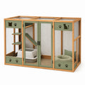 Enclos pour chat Qaldrion en bois et métal vert, 150 x 80 x 120 cm avec plateformes et rampe pour animaux domestiques